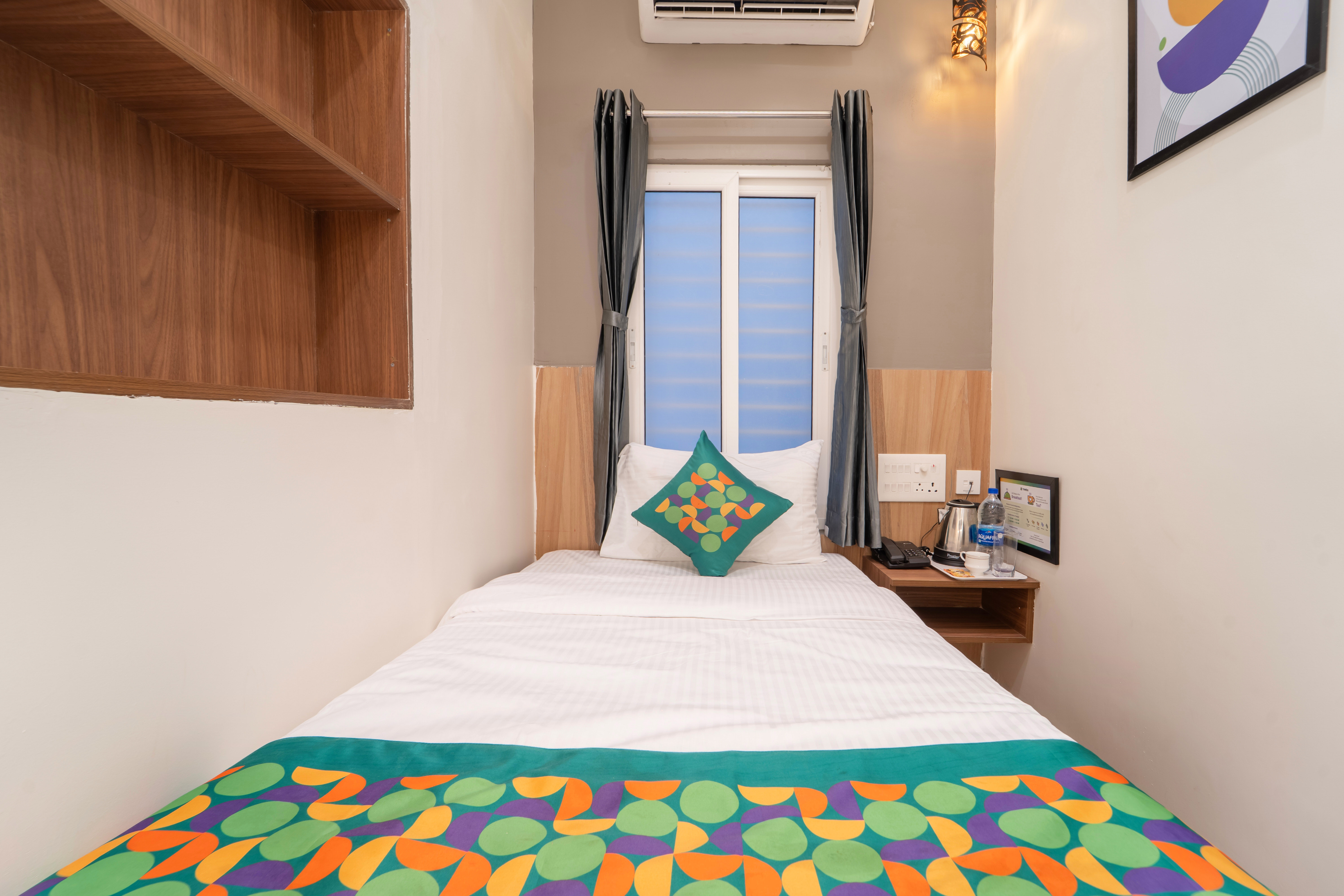 Fresh white bedding with colorful accents